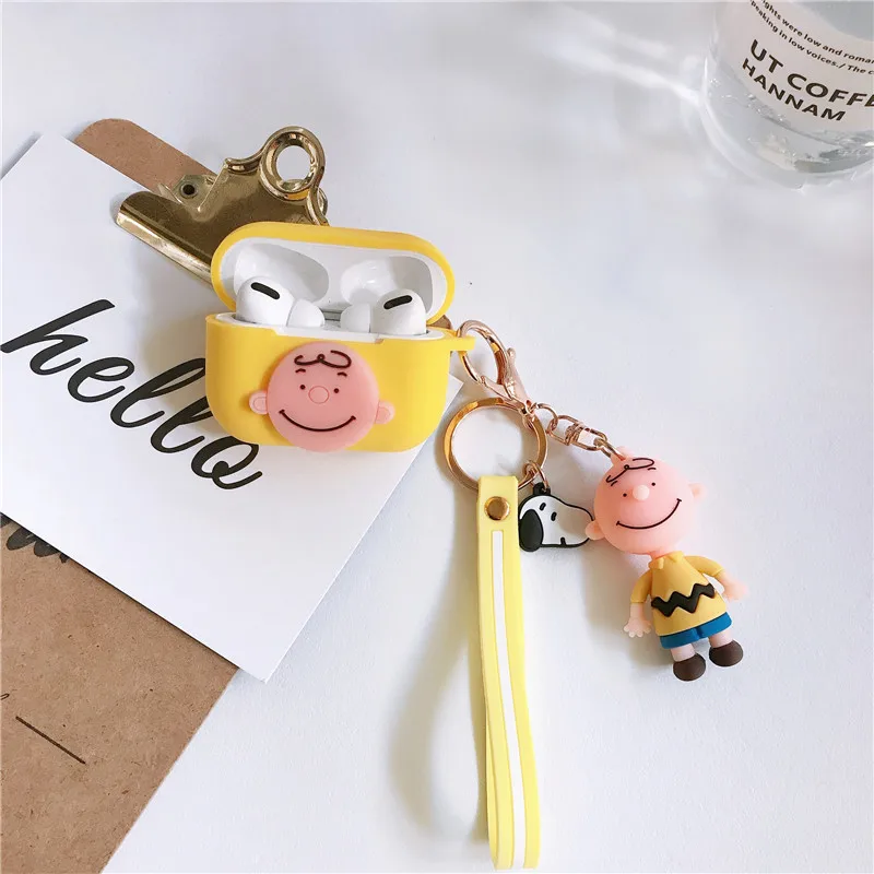 Yellow Чехол для наушников с героями мультфильмов для AirPods Pro, силиконовый кулон в виде животного, беспроводной чехол для наушников, АНТИШОК для Apple Airpods 3, аксессуары - Color: Yellow