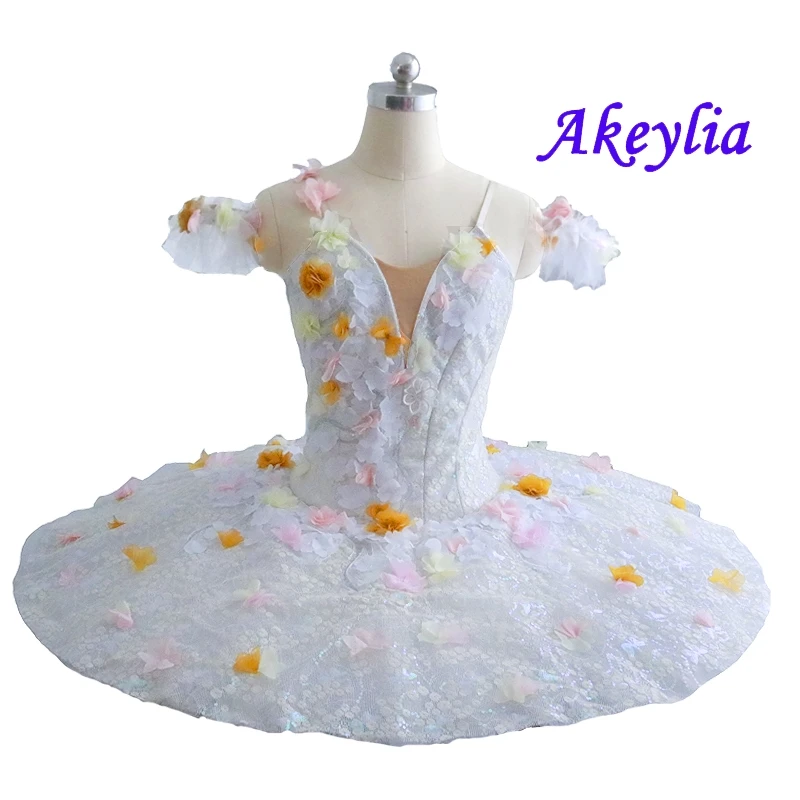 News White Flower Fairy Professional Ballet Tutu Costume YAGP Girls Ballet Pancake Tutu Coppelia For Women Paquita Tutu Dress