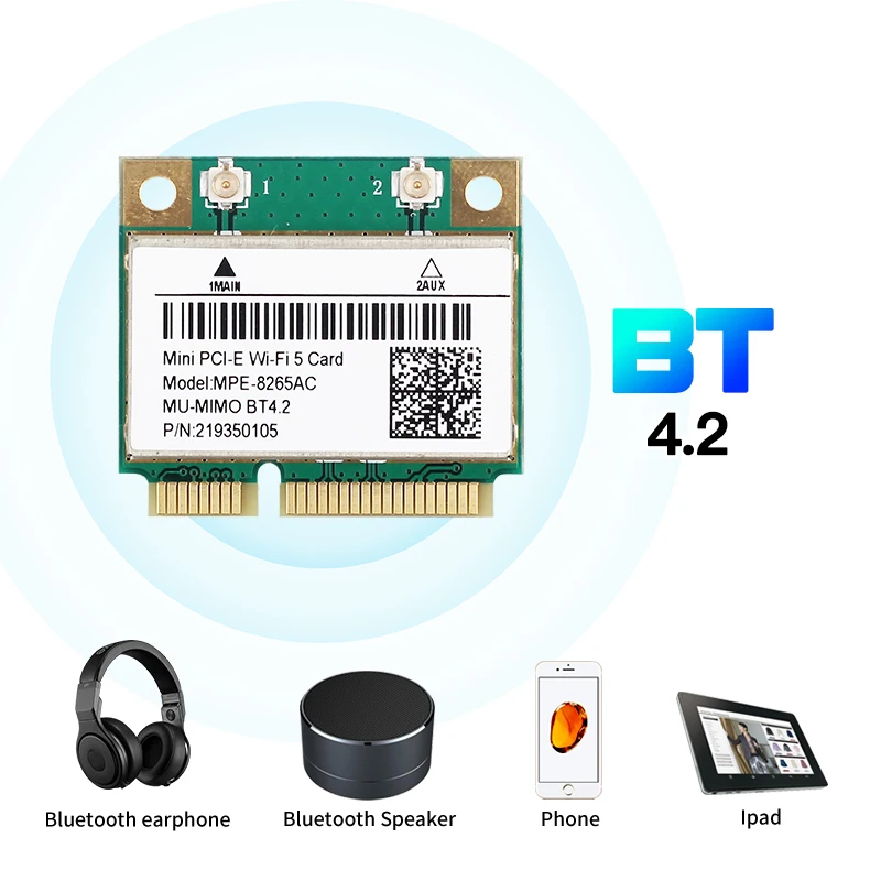 Dual Band 2.4G/5Ghz AC7265 Wireless MINI PCI-E WIFI Card Bluetooth