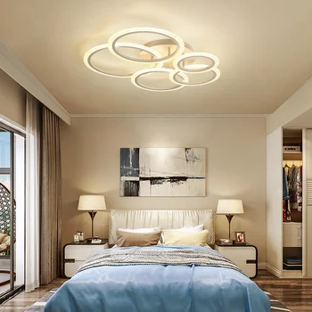 

Remote Controller 2/3/5/7 Circle Rings Modern led Chandelier For living Room Bedroom Study Room White Chandelier