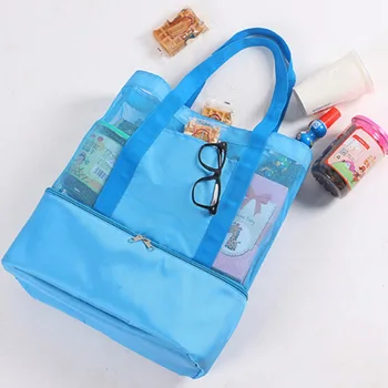 

Women Mesh Transparent Bag Double-layer Heat Preservation Large Picnic Beach Bags Insulated Picnic Tote Bags High Capacity