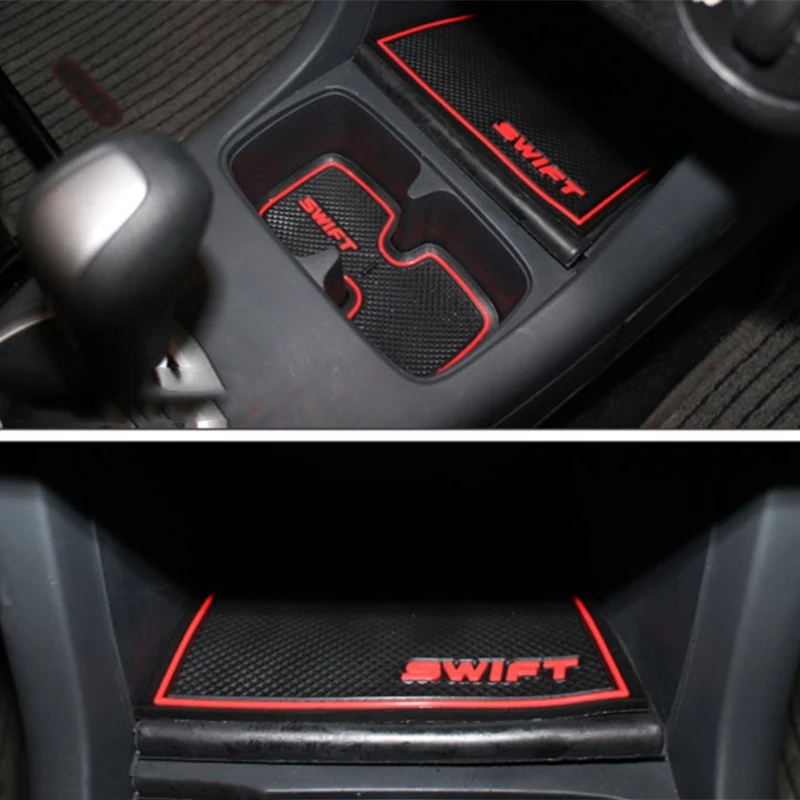 Car Mat for Suzuki Swift 2005 To 2014 Anti Slip Car Door Slot Rubber Latex Groove Mats Interior Cup Cushion Car-Styling car non slip mat,non slip mat