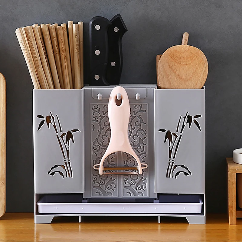 

Chopsticks Drain Rank Plastic Shelving Cutlery Spoon Fork Storage Box Drain Holder Strainer Stand Kitchen Tools Shelf Organizer