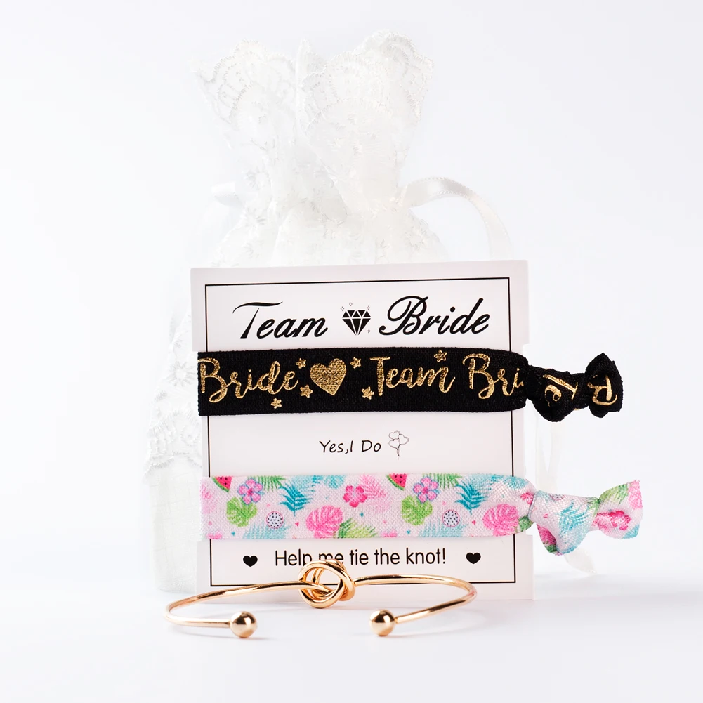 Обаятельный 6x2 шт в комплекте резинки для волос-девичник и свадебный душ вечерние свадебные сувениры для подружек невесты, девичник, надпись «Bride Tribe»