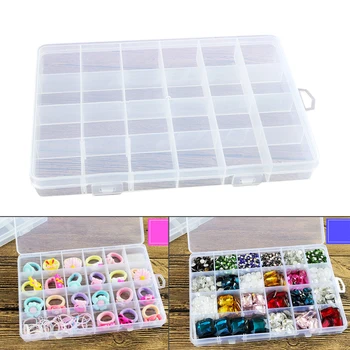 

Rings Display Practical Storage Case Jewelry Box 24 Slots Accessories Nail Art Home PP Container Organizer Clear Bead