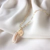Natural Baroque Pearl Pendants  Disk Necklace  Initial Necklace Choker Gold Filled Jewelry Women Necklace