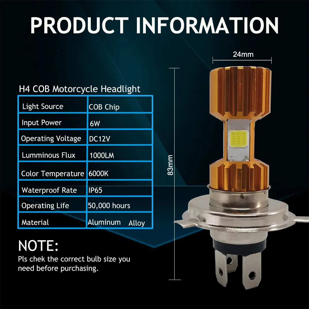 1 шт. мотоцикл H4 18 Вт светодиодный 3 COB фонарь для мотоцикла 2000LM 6000K Hi/Lo луч света рулевой фонарь для мотоцикла скутера аксессуары