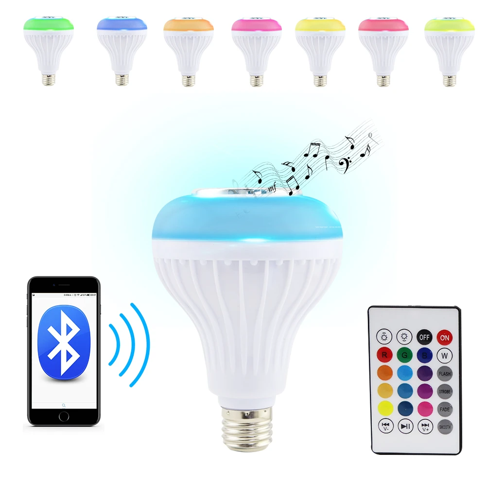 Умная Беспроводная Bluetooth-Колонка RGB Светодиодная лампа 12 Вт музыкальная звуковая