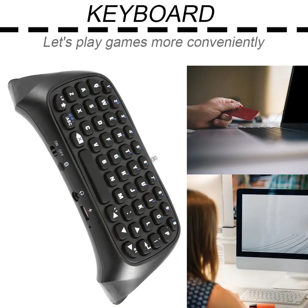  3.5mm Plug Black Bluetooth Mini Wireless Chatpad Message Keyboard for Sony for Playstation 4 for PS