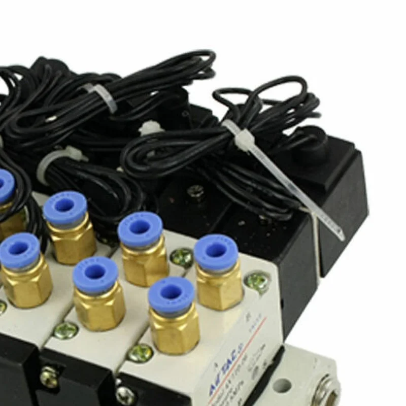 

4V 110-06 DC12V Quintuple Solenoid Valve Mufflers 4mm Quick Fittings Base Set 0.15 - 0.8MPa 32 Cm / 12.6" Solenoid Valve Set