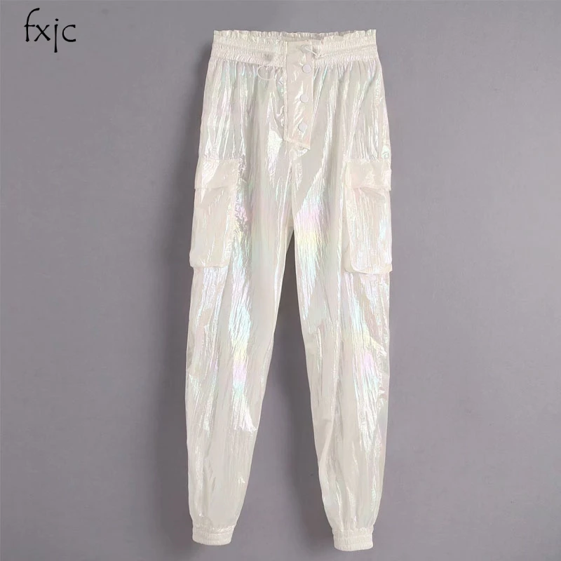 

Loose Rainbow High Waist Elastic Drawstring Bracelet Women Pants 2019 Autumn New Colorful Casual Pants Sports Chic Female Pants