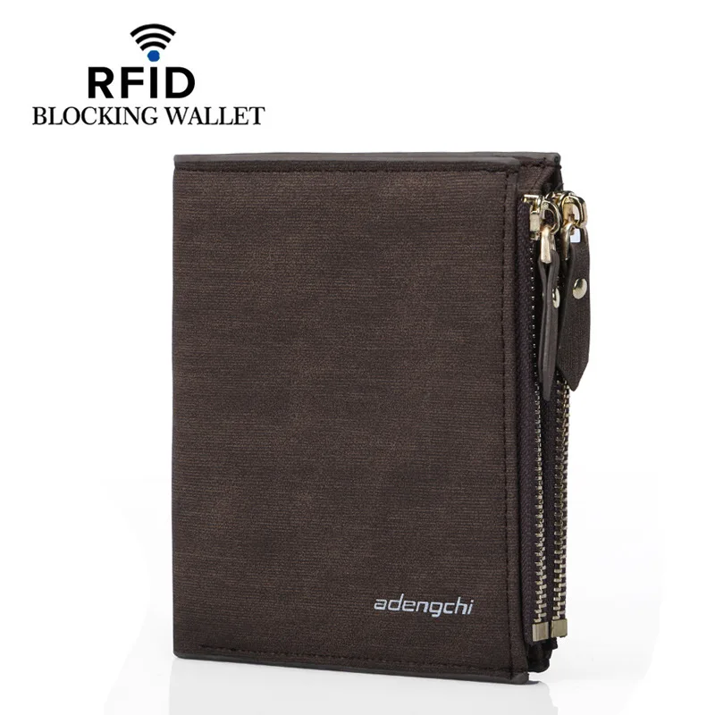 

Korean-style Men Double Zipper Multi-functional Casual Antimagnetic Wallet RFID Short Wallet