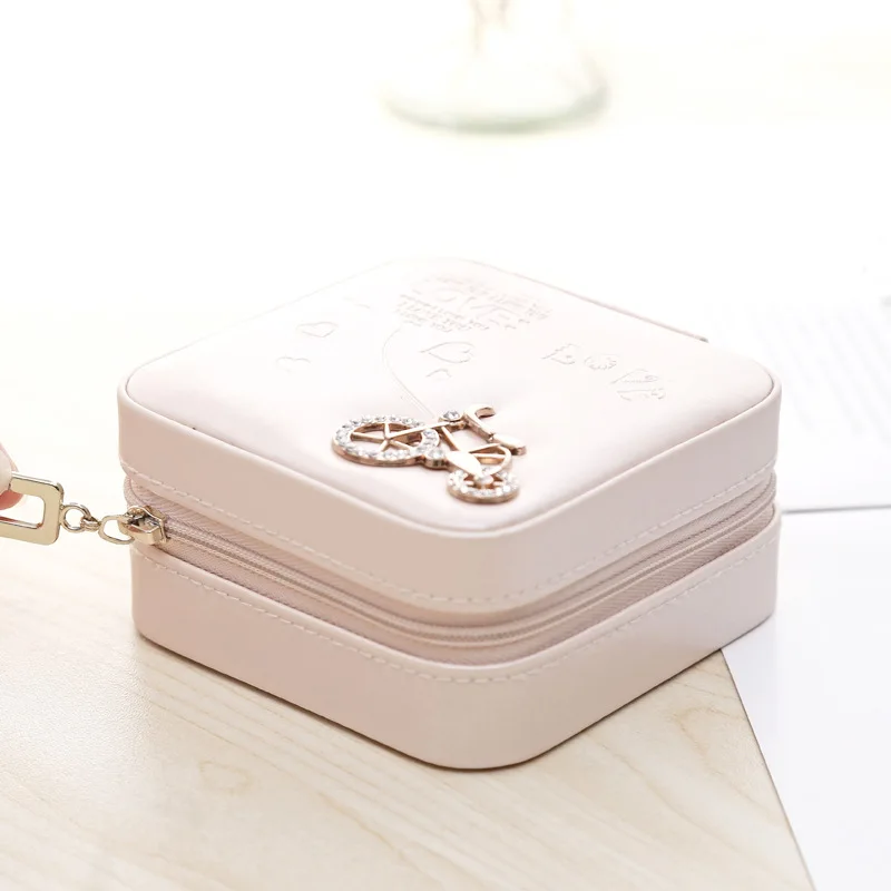 Leather Mini Jewelry Storage Box Portable Earrings Necklace Ring Jewelry Storage Box