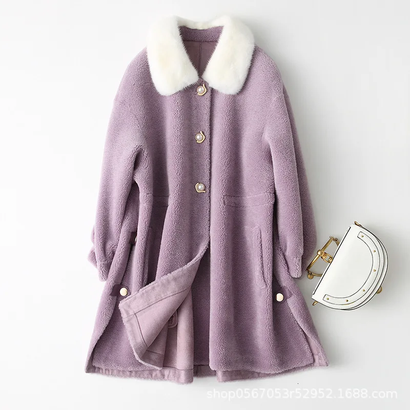 

Real Fur Coat Women Sheep Shearing Winter Coat Women Real Mink Fur Collar Jacket Women Clothes 2020 Manteau Femme 868687 YY1203