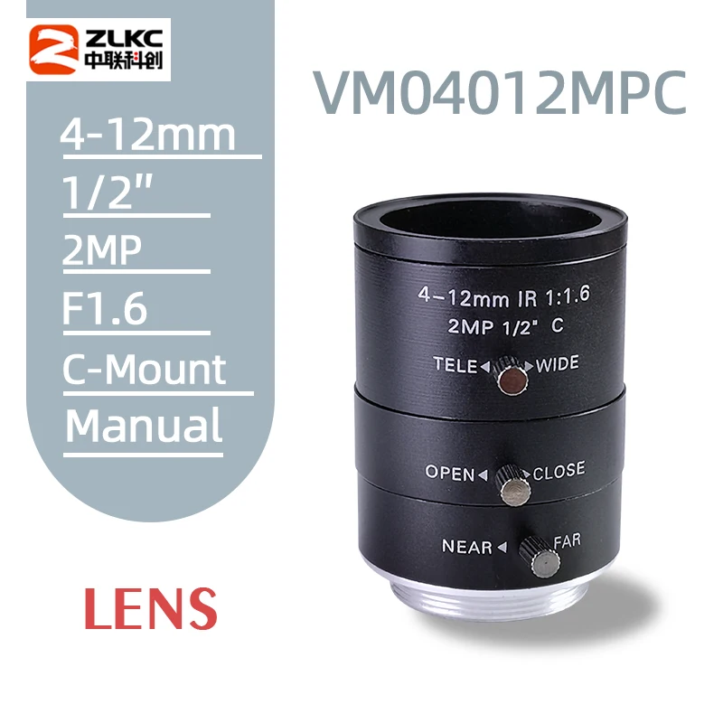 Manual da Íris da Lente Lentes da Visão da Máquina Ótica da Câmera 4-12mm do Cctv de c Lente Montagem Varifocal – 2-inch 2mp fa Zlkc hd 1