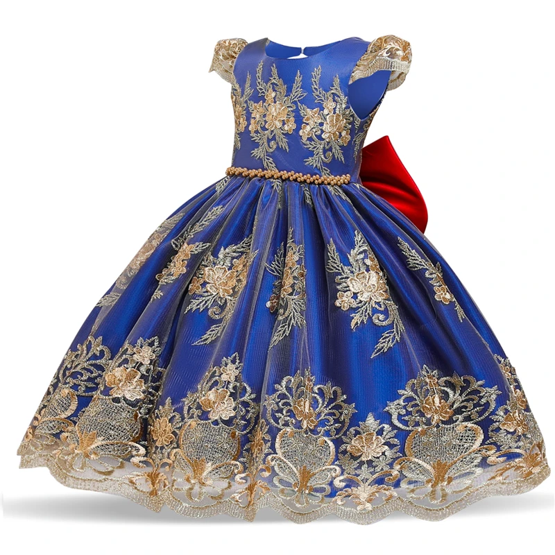 Темно-синее платье для девочек, торжественное вечернее платье на выпускной, костюм на год, платье для девочек, бальное платье из ажурной сетки для детей 4, 5, 7, 10 лет, детская одежда