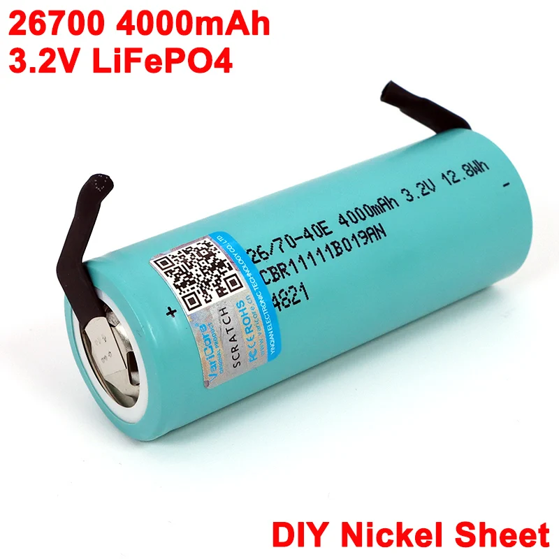 US $3.68 32V 26700 4000mAh LiFePO4 Battery 3C Continuous Discharge High power battery DIY Nickel For Electric car scooter Energy storage