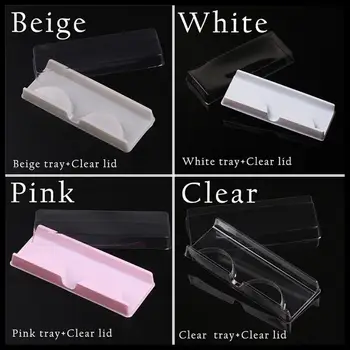

10pcs/lot plastic eyelash boxes eyelashes storage case eye lash packing box makeup packaging tools accessories pink white Clear