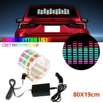 

80X19CM Car Music Rhythm Light Flash Car Sticker LED EL Sheet Light Lamp Sound Music Activated Equalizer Atmosphere Light