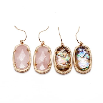 

Natural Stones Pink Geometric Abalone Shell Earrings Copper-Material