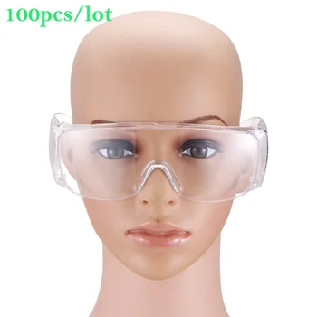

100pcs Safety Glasses Cycling Goggles Eyewear Anti Dust Windproof UV Protection Anti Fog Coating Eye Wear for Eye Protection