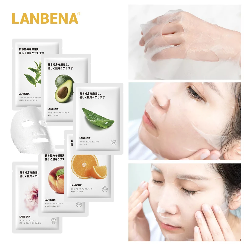 

LANBENA Fruit Face Mask Deep Hydration Whitening Moisturizing Face Mask For Women Anti Aging Water Locking Plant Fresh Skin Care