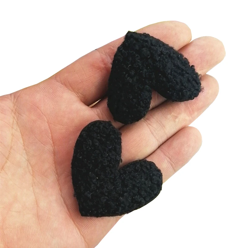 50Pcs 4.5*4CM Furry Felt Heart Padded Cloth Fabric Patches for Clothes Hats  Hairpin Ornament Accessories DIY Craft Embarrassment
