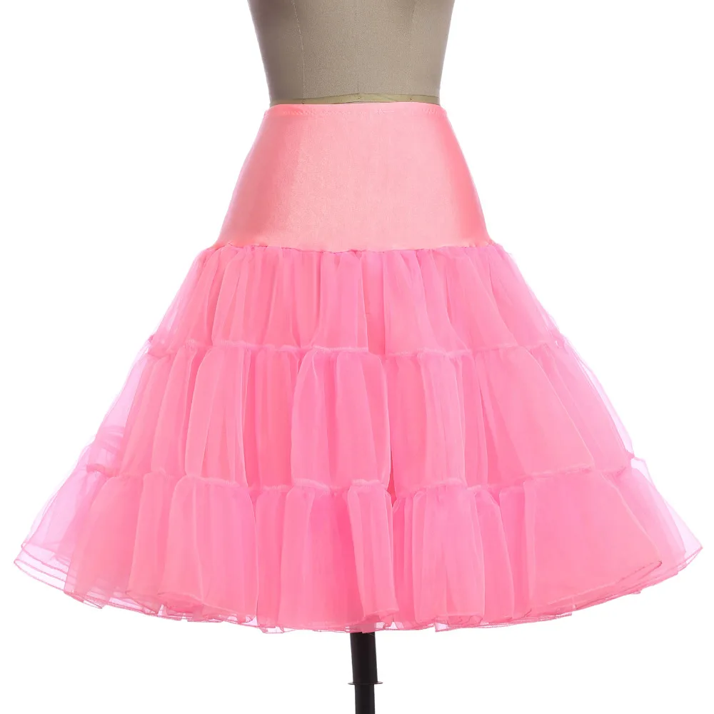 Короткая юбка из органзы кринолин винтажная Свадебная юбка для свадебных платьев Нижняя юбка рокабилли пачка - Color: Pink