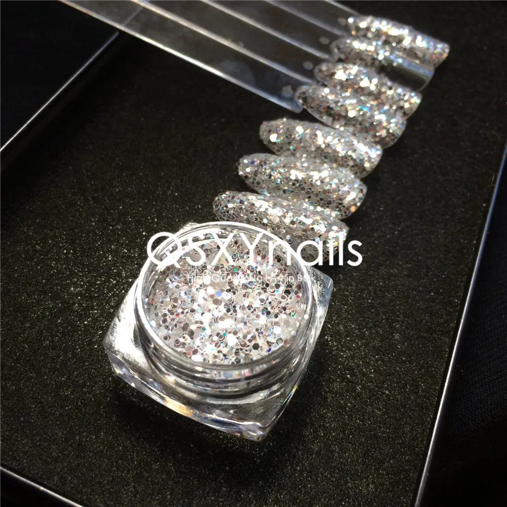 WHOLESALE Bright Silver Chunky Glitter Powder Sparkling Sequins Chrome Mirror Nail Art Decoration 100g/ 200g /500g | Красота и