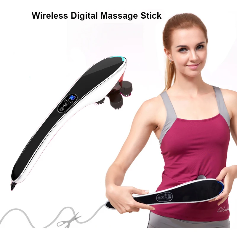 

New Electric Handheld Massager Stick Wireless Digital Vibration Infrared Neck Back Feet Massage Roller Relax Health Massage
