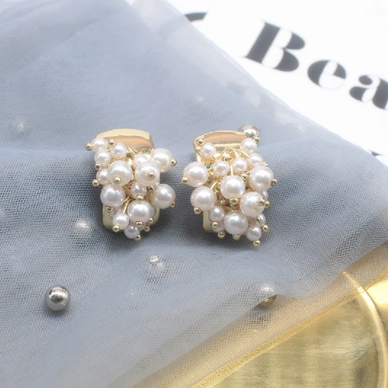 2020 Korea Hot Sale Fashion Jewelry Hand-woven Multiple Pearl Earrings Elegant White Wild for women | Украшения и аксессуары