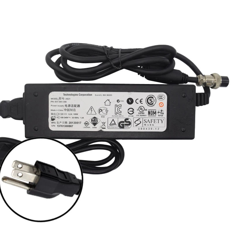 Для Intermec AE21 зарядное устройство 12V 8.3A 100W 3 Pin P/N 851-064-306 CN3 CN4-используется