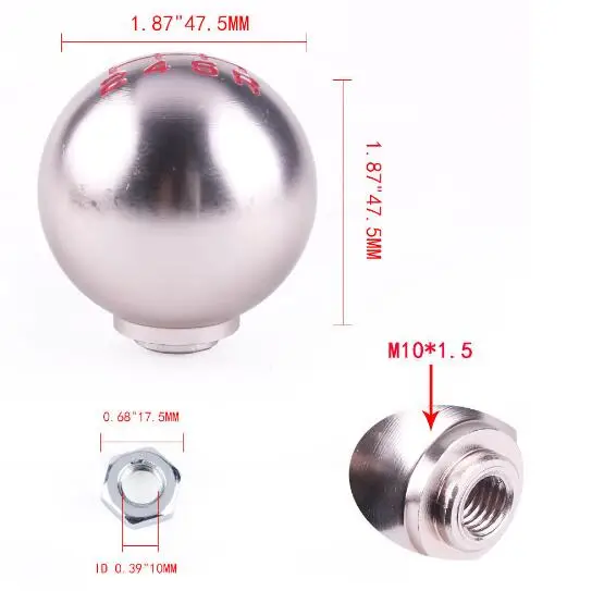 Алюминий 5 6 скоростей M10X1.5 шаровая форма ручка переключения передач подходит для Honad Civic FD2 FN2 EP3 DC2 DC5 S2000 F20C