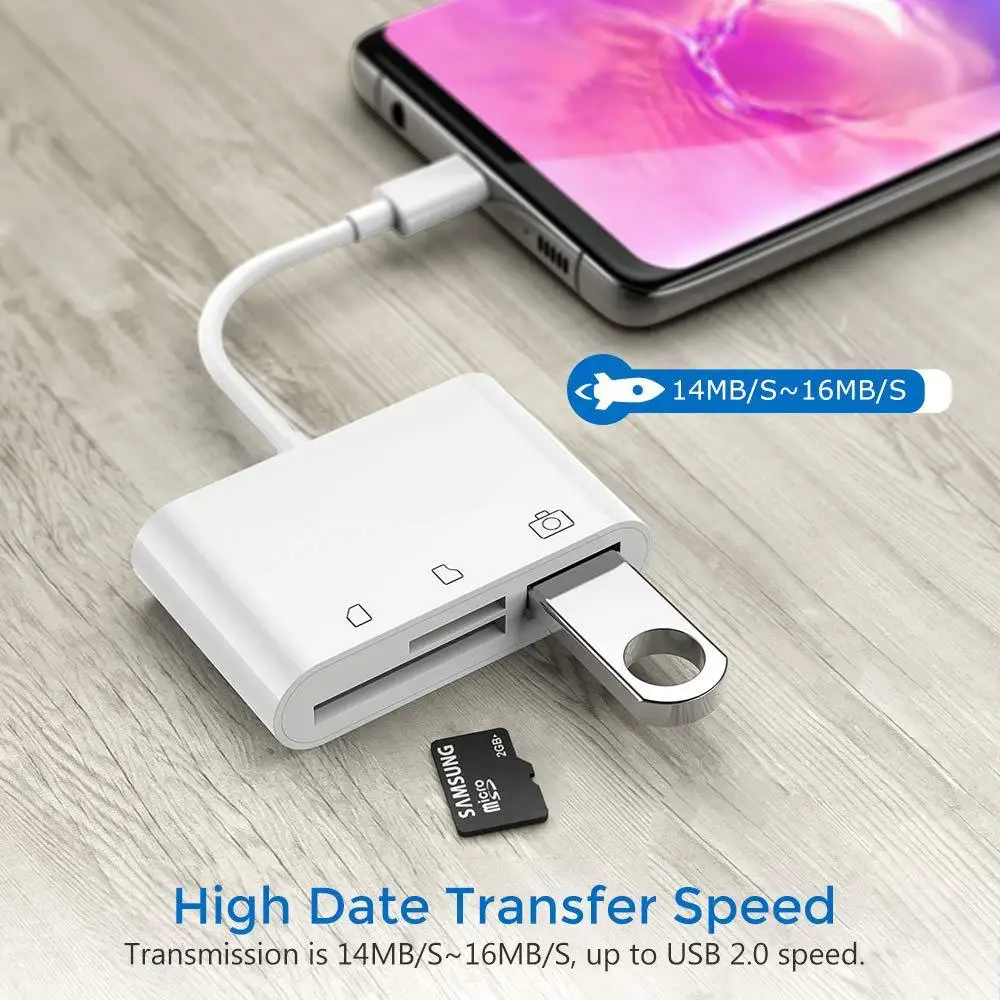 USB C SD Card Reader Type SD/TF Memory Adapters 3 In 1 To 2.0 Adapter Camera Connection Kit