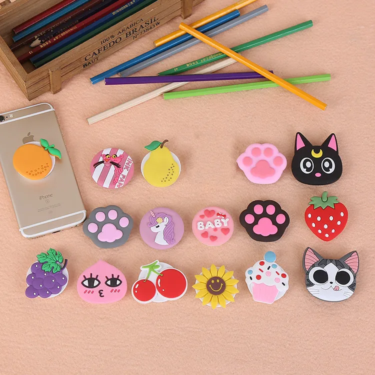

Universal Phone Holder Expanding Stand Socket and Grip Finger Ring Phones Cute Cartoon Animal Dog Cat Fruit Bracket IPhone7 8 X