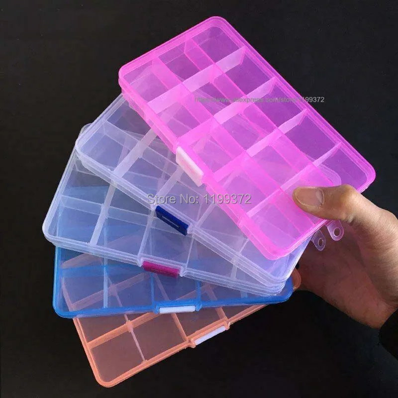 120pcs 15 Grids Plastic Jewelry Box Movable Dividers Adjustable