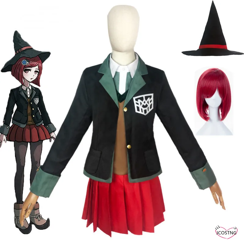 Аниме косплей костюмы Danganronpa V3 Косплей юмено химико форма Волшебная Шляпа парик