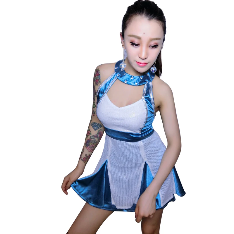 Rhinestone DS Bar Performance New Sexy Nightclub DJ Singers gogo Collar Dance Costume Jazz Dancer Stage Dance Costume For Singer (3)