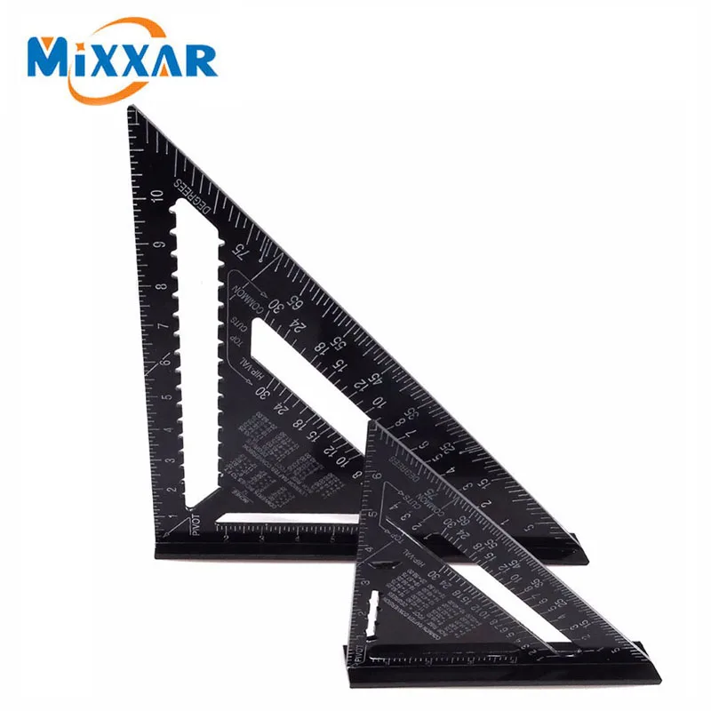 ZK30 Angle Ruler 7/12 inch Metric Aluminum Alloy Triangular Measuring Ruler Woodwork Speed Square Triangle Angle Protractor afbeelding
