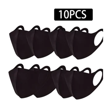 

10pcs FFP2 Mask Washable Earloop Face Mask Black Breathable Dust Mouth Masks Anti Pollution Wind Proof Mouth Cover PM2.5CE FFP2