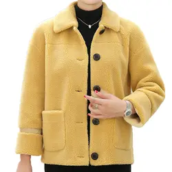 Тедди Уютная женская зимняя короткая норковая меховые кожаные куртки белый красный желтый теплый мех шерсть кожаная верхняя одежда на