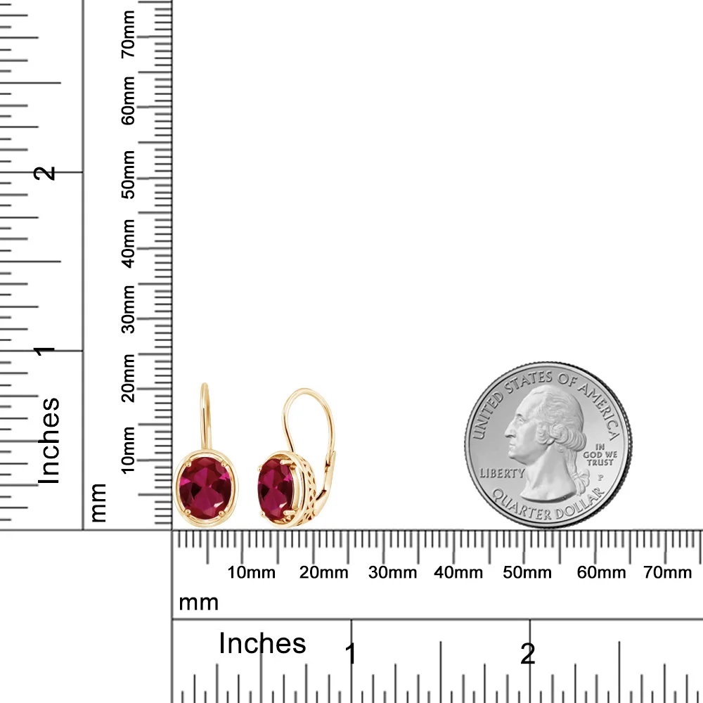 4,00 карат Овальный красный рубин 18 К покрытый желтым золотом серебряные висячие серьги