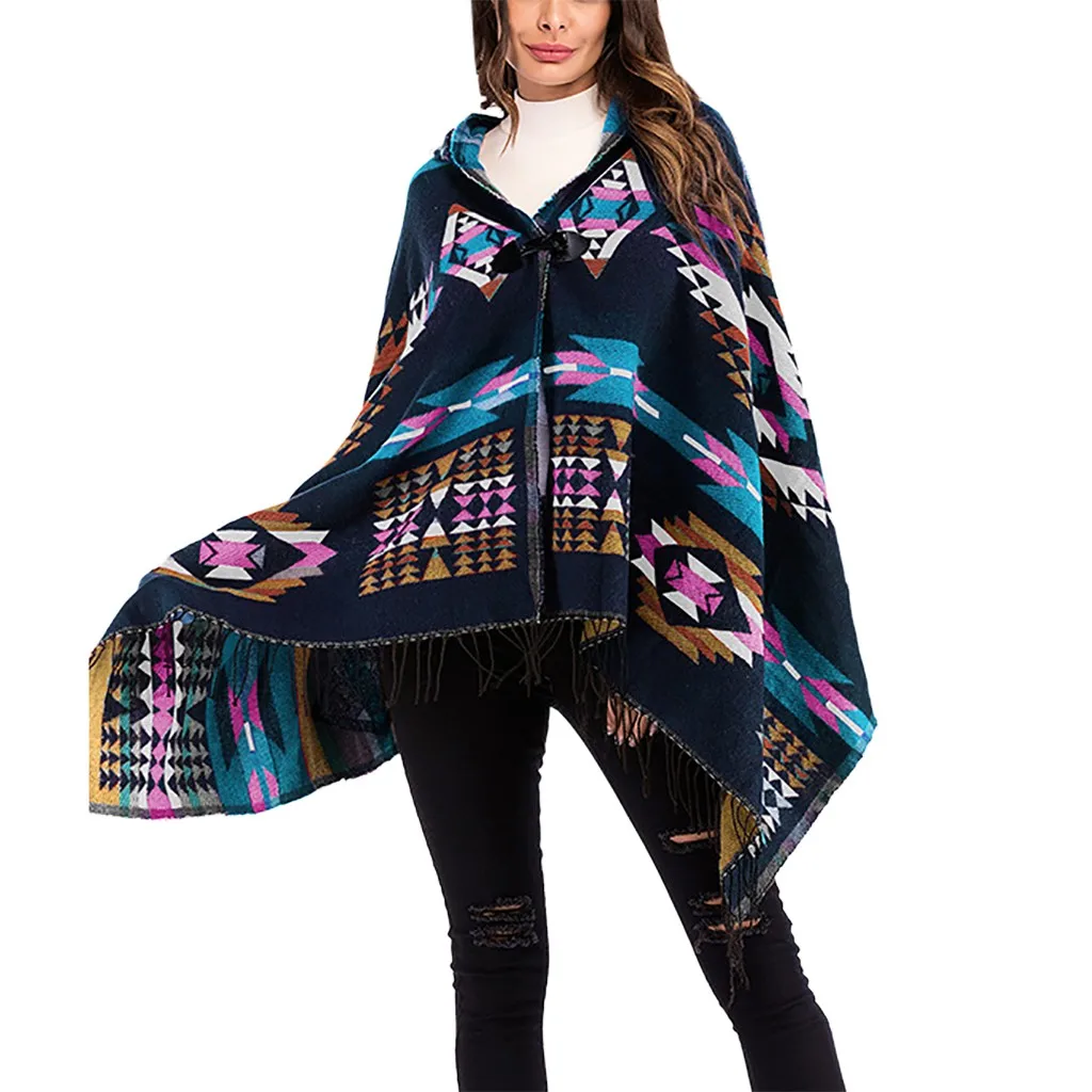 

2019 New Autumn Winter Women Outwear Oversized Knitted Cashmere Poncho Capes Duplex Shawl Cardigans Sweater Coat Sueter#J30