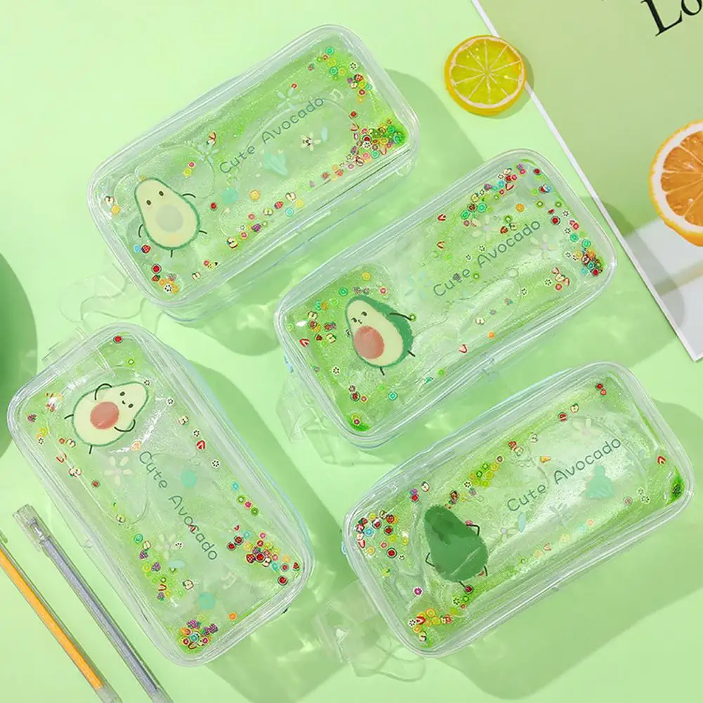 

For Avocado Transparent Pencil Case Cartoon Peach Large Capacity Pencil Case