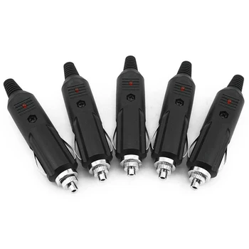 

Male Cigarette lighter plugs Socket W/Fuses Red LED Indicator Black Connector Set 12V-24V DIY