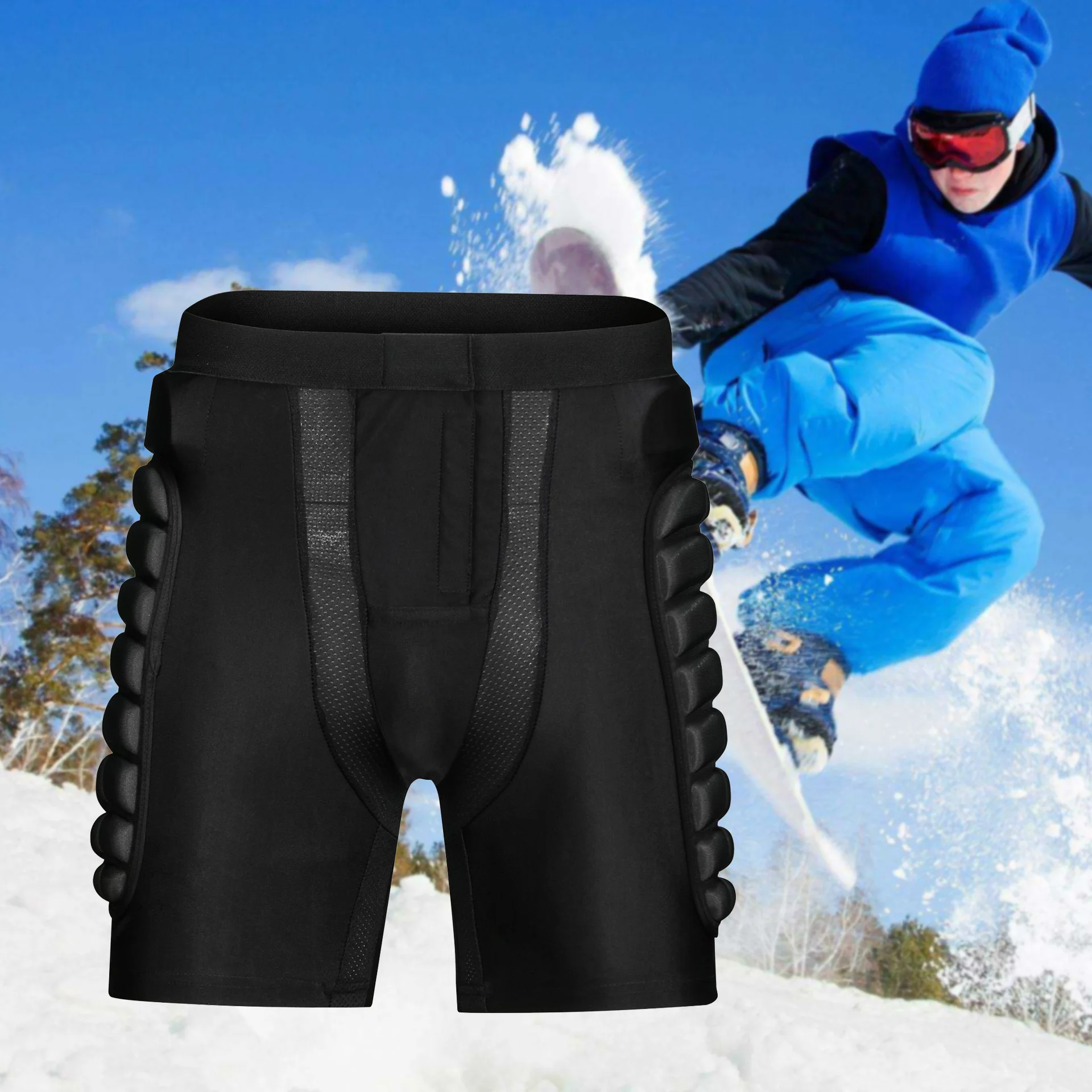 Защитные Штаны для катания на сноуборде, для спорта на открытом воздухе, черные шорты для катания на лыжах