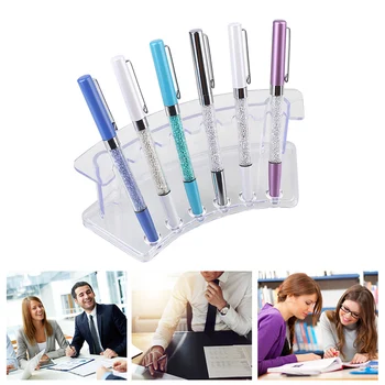 

Acrylic Pen Display Stand Desk Storage Case Multifunctional Pen Container Table 6 Holes Universal School Supplies Pen Holder