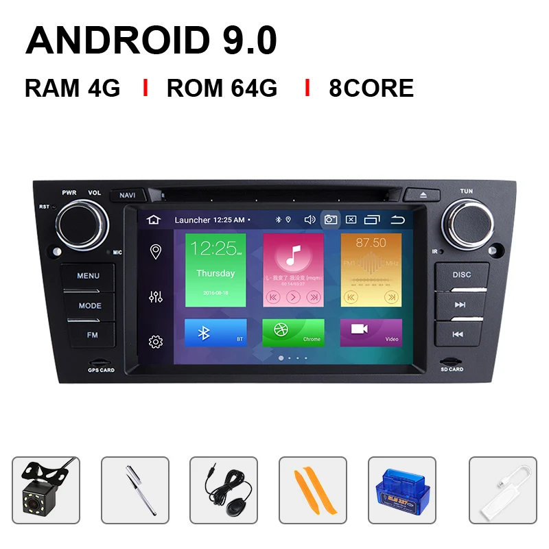 Android 9,0 4+ 64 Гб ips DSP 8 ядерный 1 Din Автомобильный Радио dvd-плеер для BMW E90/E91/E92/E93 Мультимедиа Навигация стерео OBD2 Carplay - Цвет: 64ROM Carplay OBDCam