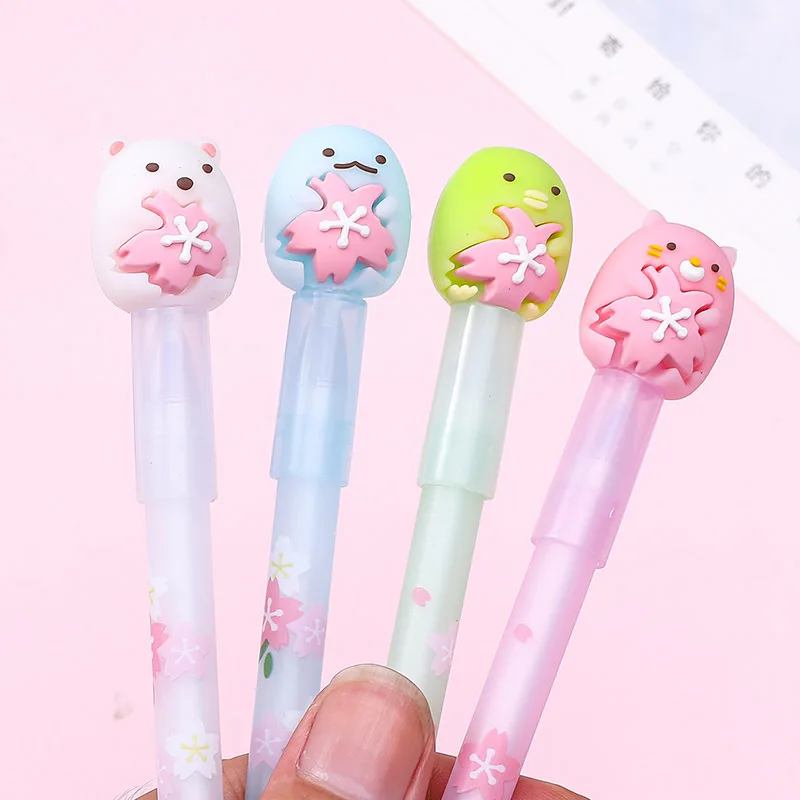 4 шт./партия Sumikko Gurashi вишня стираемая гелевая ручка милый 0,5 мм синие чернила ручка для подписи школьные офисные принадлежности канцелярские принадлежности
