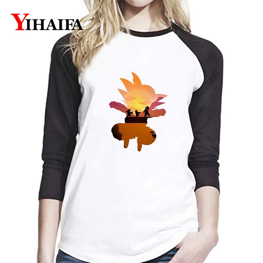 

Fashion Autumn Long Sleeve Women T Shirt 3D Print T-Shirts Galaxy Sky Goku Dragon Ball White Tops Tee Casual gothic Camisas